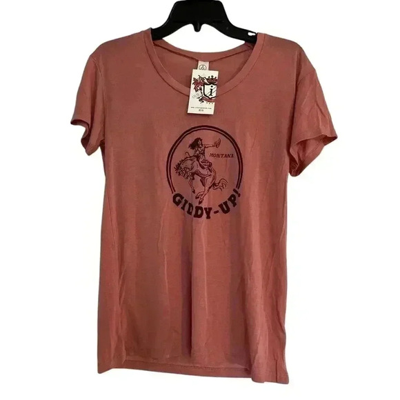 Montana Giddy Up Tshirt Made In Montana Medium Women’s New With Tags Cowgirls - Picture 1 of 5